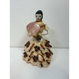 Vtg Sea Shell Doll, Folk Art Woman Figurine Made Completely with Sea Shells